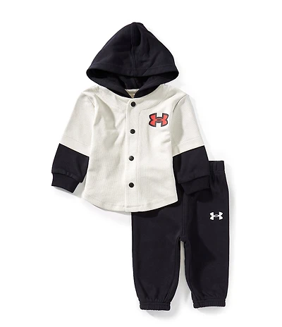 Under Armour Baby Boys Two-Fer Layered-Look Baseball Jersey Hooded T-Shirt & Solid Terrycloth Jogger Pants Set