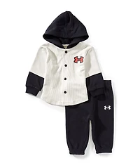 Under Armour Baby Boys Two-Fer Layered-Look Baseball Jersey Hooded T-Shirt & Solid Terrycloth Jogger Pants Set