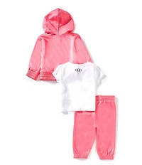 Under Armour Baby Girls Long Sleeve Fleece Hooded Jacket, Matching Fleece Jogger Pants & Short Sleeve Knit T-Shirt Set