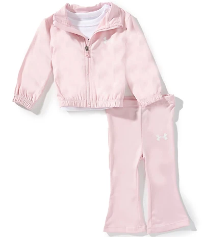 Under Armour Baby Girls Long Sleeve Full Zip Jacket, Floral Sport Tee & Matching Leggings 3-Piece Set
