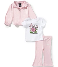 Under Armour Baby Girls Long Sleeve Full Zip Jacket, Floral Sport Tee & Matching Leggings 3-Piece Set