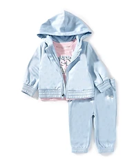 Under Armour Baby Girls Long Sleeve Tech Fleece Hooded Fleece Jacket, Matching Jogger Pants & Short-Sleeve Jersey T-Shirt Set