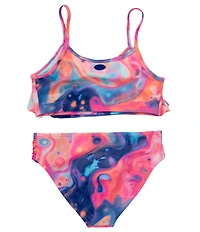 Under Armour Big Girls Mixed-Media-Printed Halterkini Top & Matching Hipster Bottom Two-Piece Swimsuit