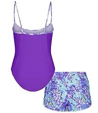 Under Armour Big Girls One-Piece Swimsuit & Floral-Tie-Dye Shorts Set