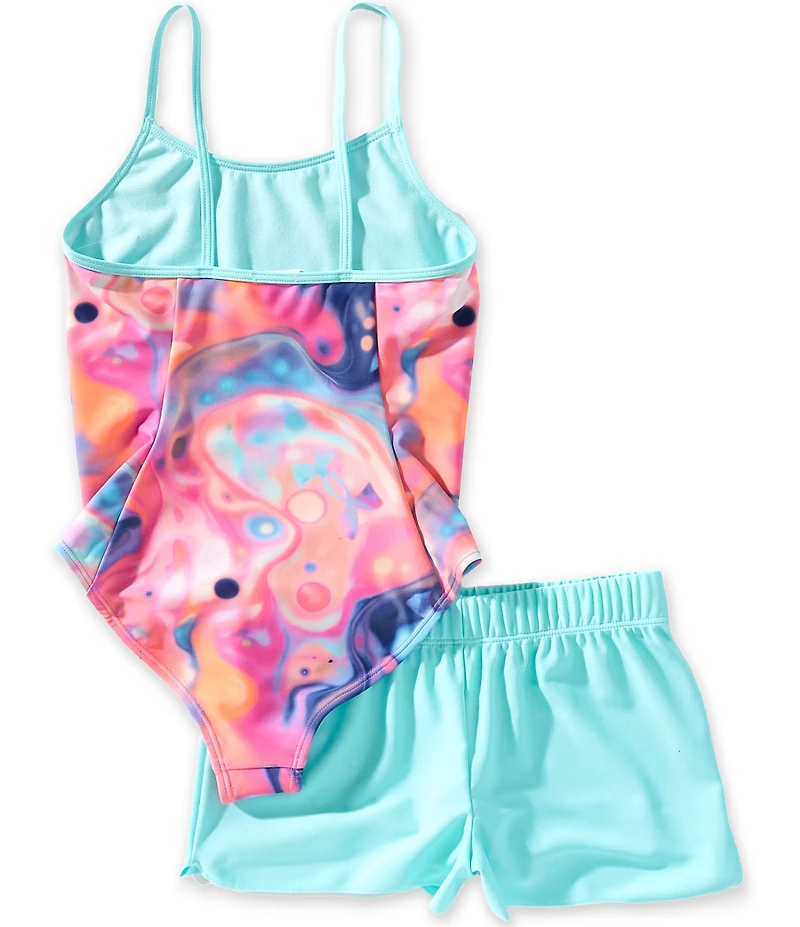 Under Armour Big Girls Printed One-Piece Swimsuit & Solid Shorts Set