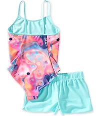 Under Armour Big Girls Printed One-Piece Swimsuit & Solid Shorts Set