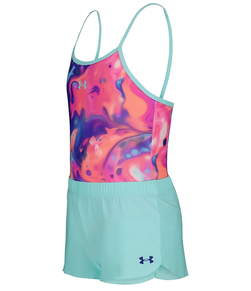 Under Armour Big Girls Printed One-Piece Swimsuit & Solid Shorts Set