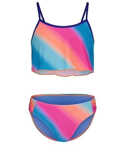 Under Armour Big Girls Sleeveless Gradient-Print Midkini Top & Matching Bikini Bottom Two-Piece Swimsuit