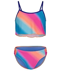 Under Armour Big Girls Sleeveless Gradient-Print Midkini Top & Matching Bikini Bottom Two-Piece Swimsuit