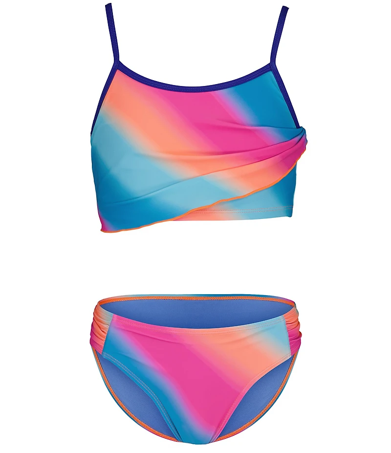 Under Armour Big Girls Sleeveless Gradient-Print Midkini Top & Matching Bikini Bottom Two-Piece Swimsuit