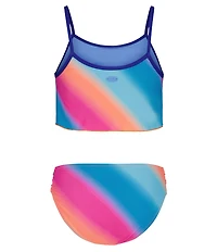 Under Armour Big Girls Sleeveless Gradient-Print Midkini Top & Matching Bikini Bottom Two-Piece Swimsuit