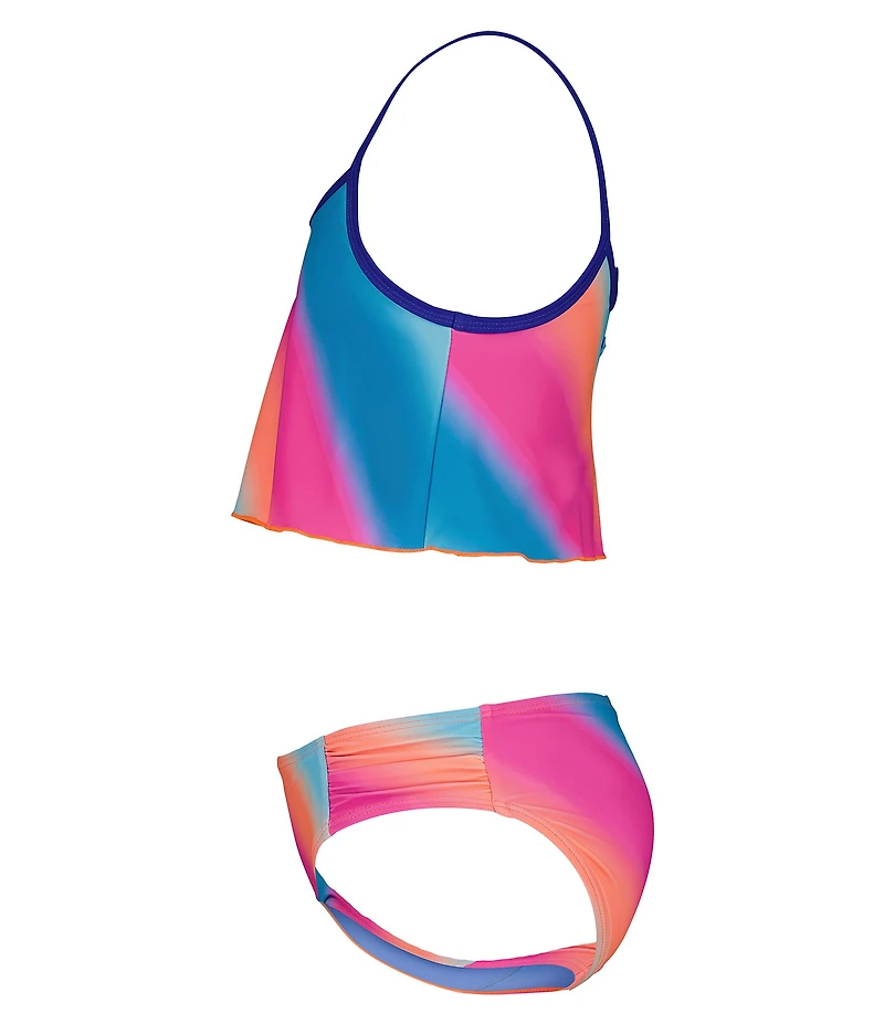 Under Armour Big Girls Sleeveless Gradient-Print Midkini Top & Matching Bikini Bottom Two-Piece Swimsuit