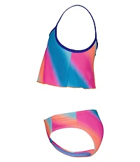 Under Armour Big Girls Sleeveless Gradient-Print Midkini Top & Matching Bikini Bottom Two-Piece Swimsuit