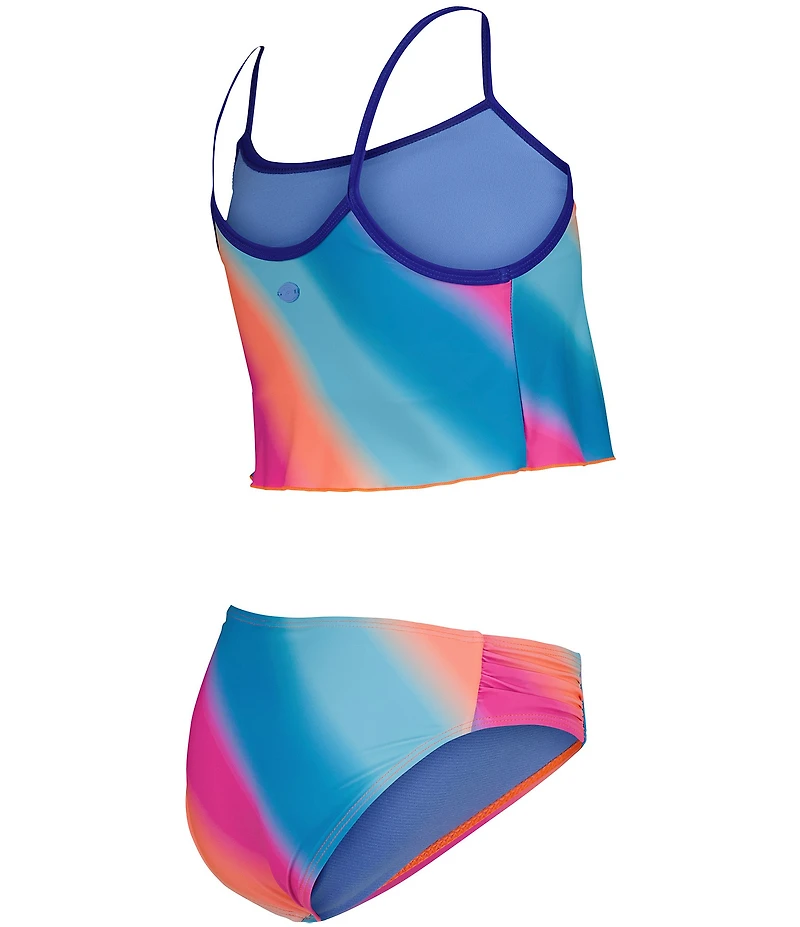 Under Armour Big Girls Sleeveless Gradient-Print Midkini Top & Matching Bikini Bottom Two-Piece Swimsuit