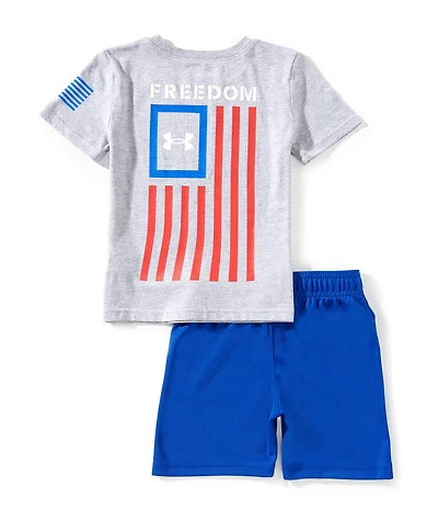Under Armour Little Boys Short Sleeve Freedom Flag T-Shirt & Shorts Set