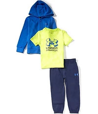Under Armour Little Boys Long-Sleeve Hooded Fleece Jacket, Solid Fleece Jogger Pants & Short-Sleeve Icon Logo Jersey T-Shirt Set