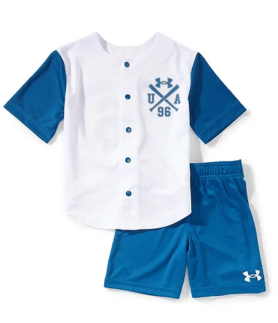 Under Armour Little Boys Short Sleeve Baseball Jersey & Shorts 2-Piece Set