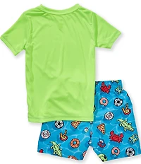 Under Armour Little Boys Short Sleeve Big Icon Graphic T-Shirt & Printed Volley Swim Trunks Set
