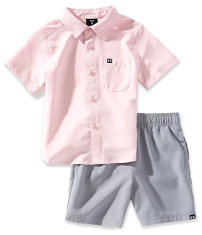 Under Armour Little Boys Short Sleeve Drift Tide Plain-Weave Shirt & Coordinating Side-Seam-Pocket Shorts Set