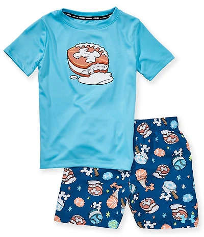 Under Armour Little Boys Short Sleeve Football Graphic T-Shirt & Mixed-Media Volley Swim Trunks Set