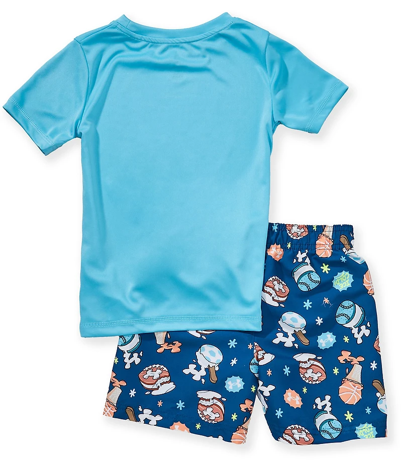 Under Armour Little Boys Short Sleeve Football Graphic T-Shirt & Mixed-Media Volley Swim Trunks Set