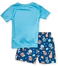 Under Armour Little Boys Short Sleeve Football Graphic T-Shirt & Mixed-Media Volley Swim Trunks Set