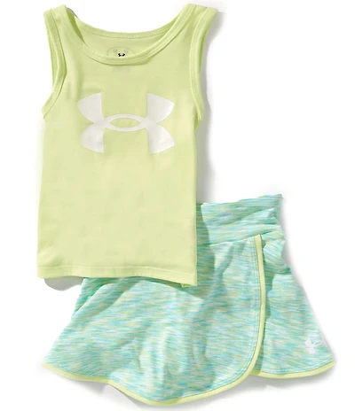 Under Armour Little Girls Big Icon Logo Tank Top & Tri-Color Twist Skort Set