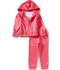 Under Armour Little Girls Short Sleeve Pullover T-Shirt & Matching Full-Zip Up Hoodie With Jogger 3-Piece Set