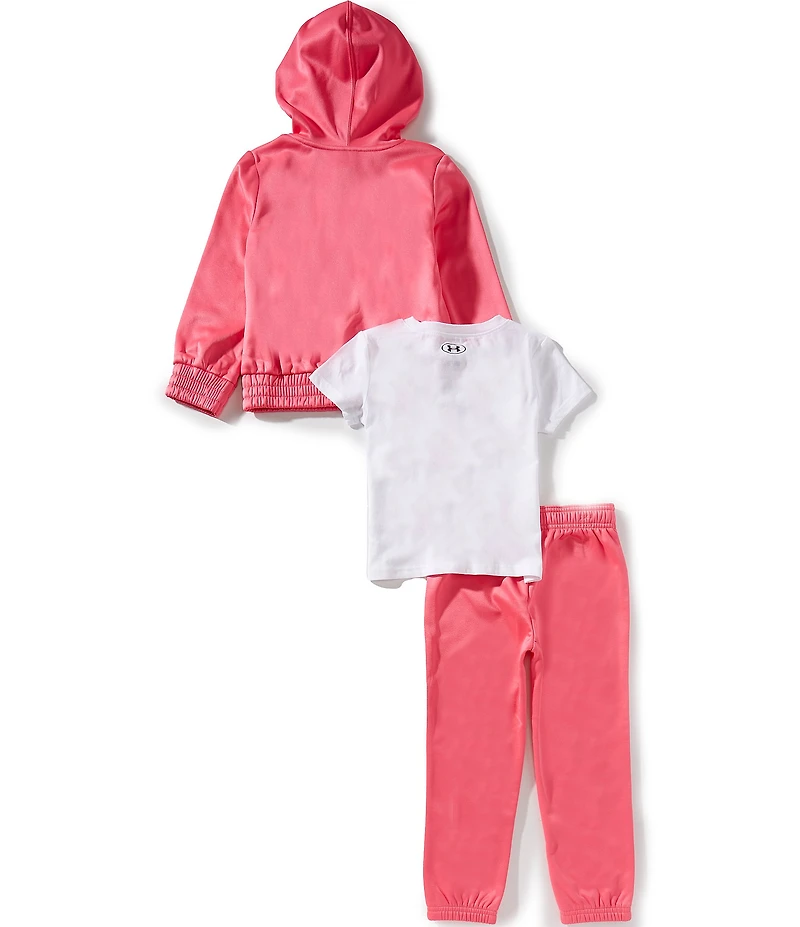 Under Armour Little Girls Short Sleeve Pullover T-Shirt & Matching Full-Zip Up Hoodie With Jogger 3-Piece Set