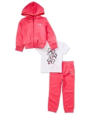 Under Armour Little Girls Short Sleeve Pullover T-Shirt & Matching Full-Zip Up Hoodie With Jogger 3-Piece Set