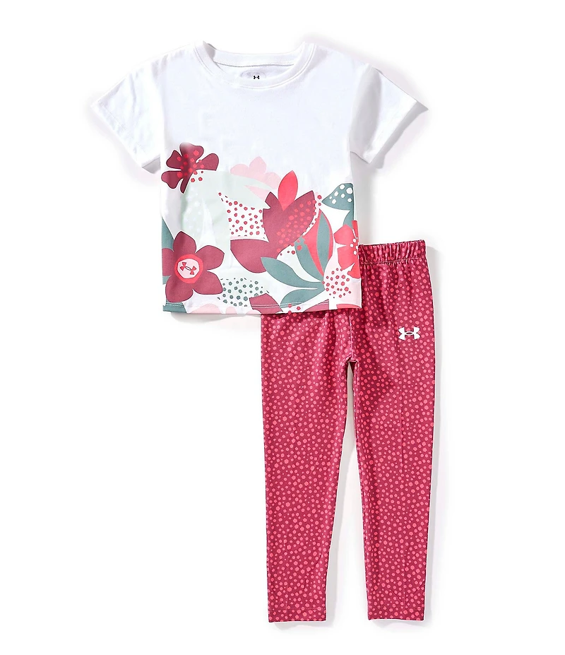 Under Armour Little Girls Short Sleeve T-Shirt & Allover Printed Leggings Set