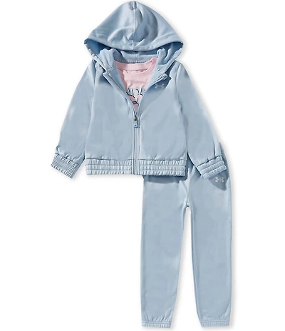 Under Armour Little Girls Short Sleeve T-Shirt & Matching Full Zip Hoodie Jogger Set