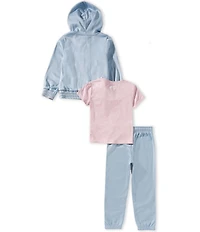 Under Armour Little Girls Short Sleeve T-Shirt & Matching Full Zip Hoodie Jogger Set