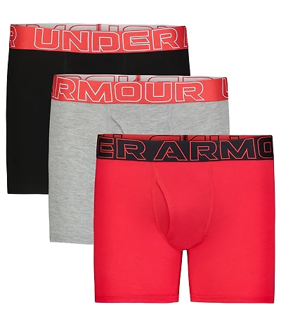 Under Armour Big Boys solid Performance Cotton Assorted Boxer Brief 3-Pack