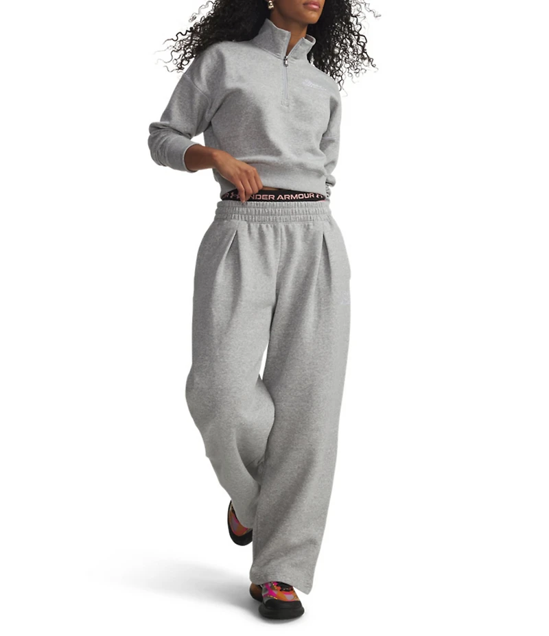 Under Armour Rival Fleece Script High Rise Pull-On Straight Leg Pants