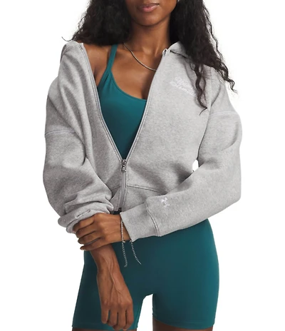 Under Armour Rival Fleece Script Hooded Long Sleeve Full Zip Crop Jacket