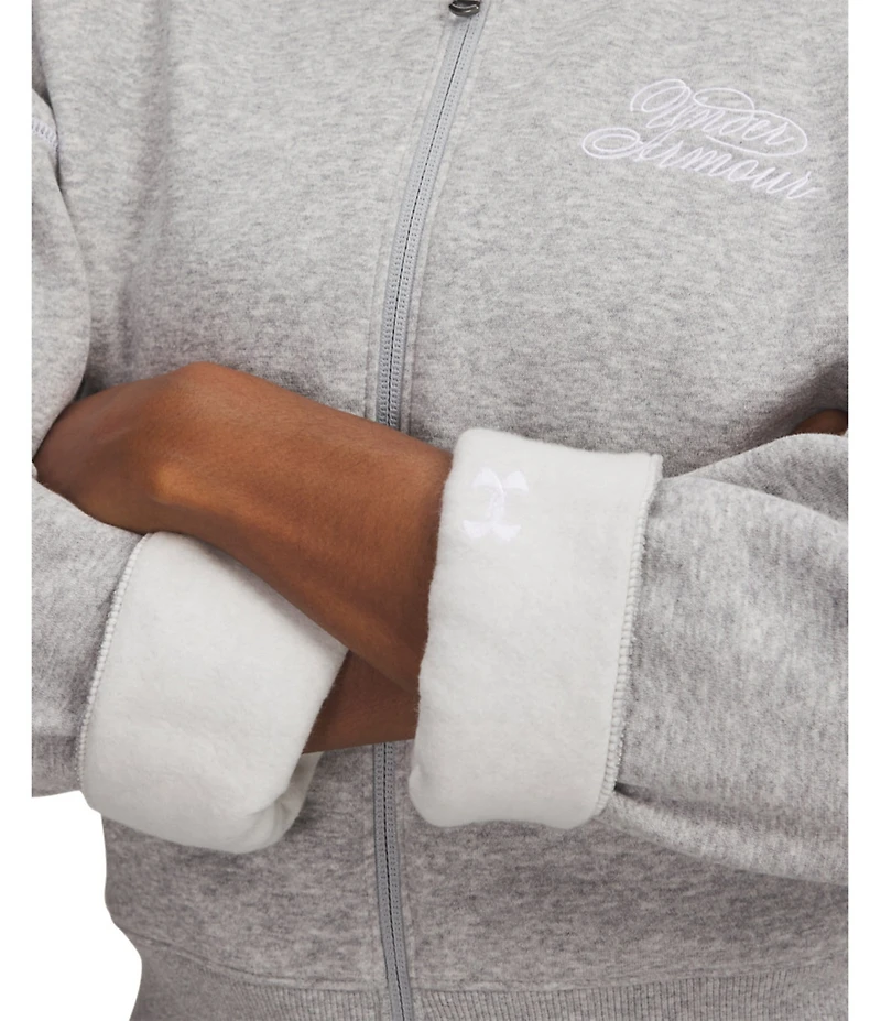 Under Armour Rival Fleece Script Hooded Long Sleeve Full Zip Crop Jacket