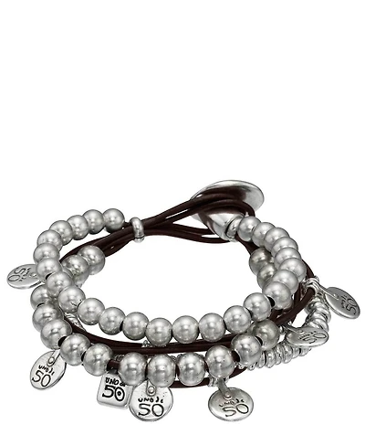 UNOde50 What A Mess Silver & Leather Beaded Bracelet