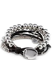 UNOde50 What A Mess Silver & Leather Beaded Bracelet