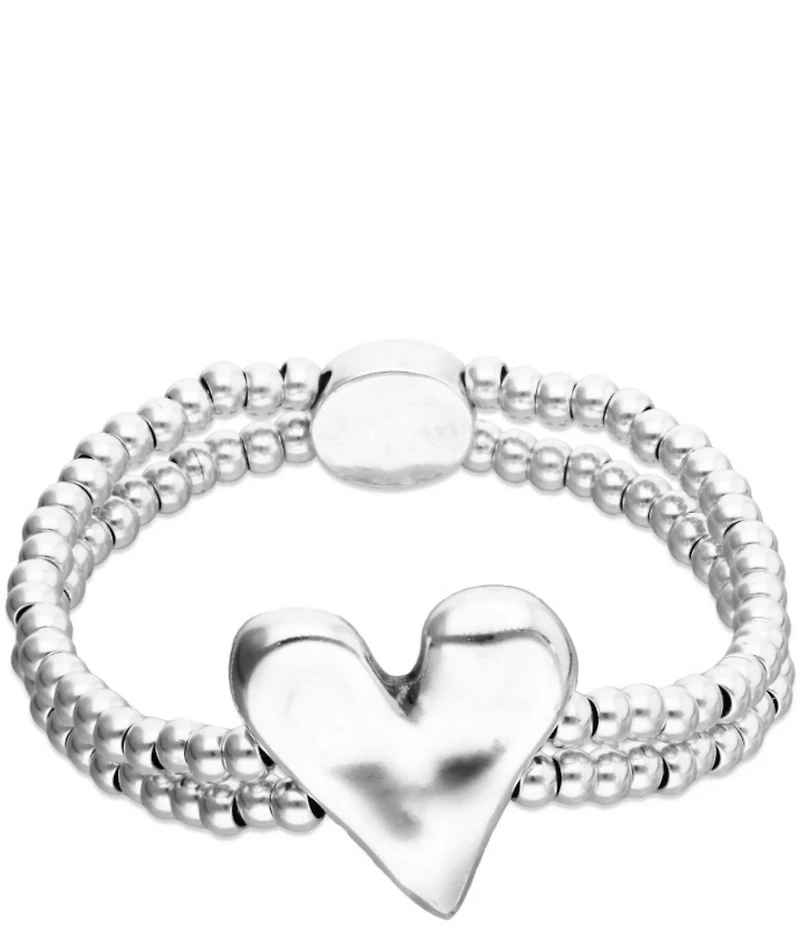 UNOde50 Beaded Two Row Heart Stretch Bracelet