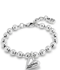 UNOde50 Beloved Collection Heart Charm Beaded Sterling Silver Line Bracelet