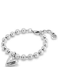 UNOde50 Beloved Collection Heart Charm Beaded Sterling Silver Line Bracelet