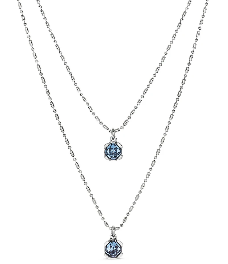 UNOde50 Charismatic Collection Aura Blue Crystal Sterling Silver Short Multi-Strand Necklace