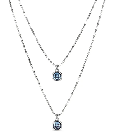 UNOde50 Charismatic Collection Aura Blue Crystal Sterling Silver Short Multi-Strand Necklace
