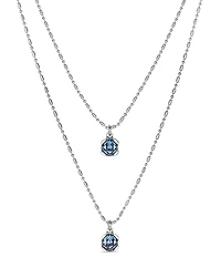 UNOde50 Charismatic Collection Aura Blue Crystal Sterling Silver Short Multi-Strand Necklace