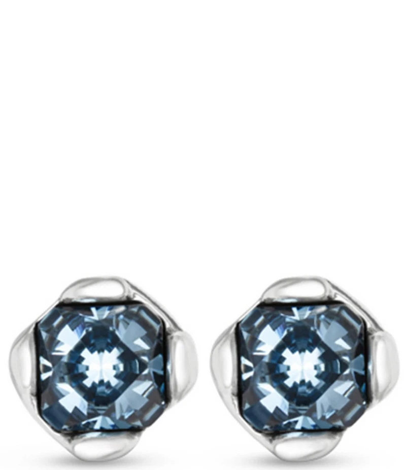 UNOde50 Charismatic Collection Aura Blue Crystal Sterling Silver Stud Earrings