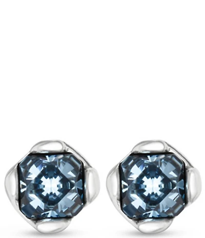 UNOde50 Charismatic Collection Aura Blue Crystal Sterling Silver Stud Earrings