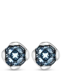 UNOde50 Charismatic Collection Aura Blue Crystal Sterling Silver Stud Earrings