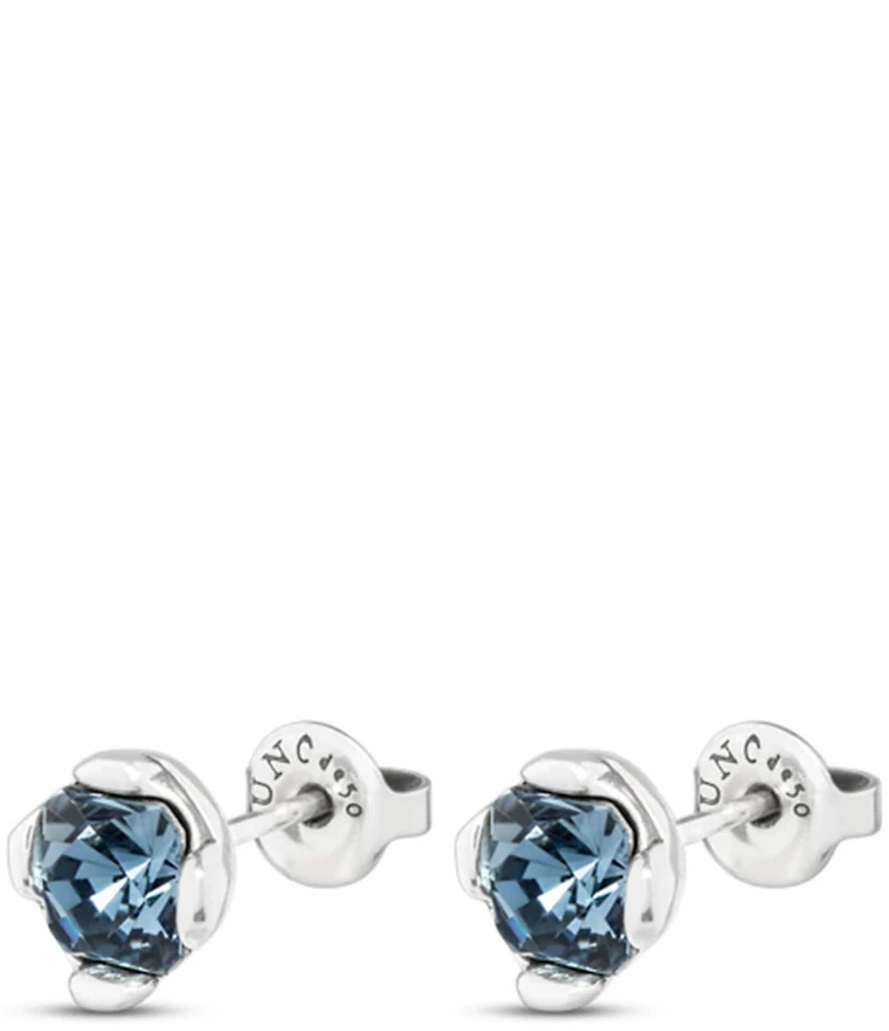 UNOde50 Charismatic Collection Aura Blue Crystal Sterling Silver Stud Earrings
