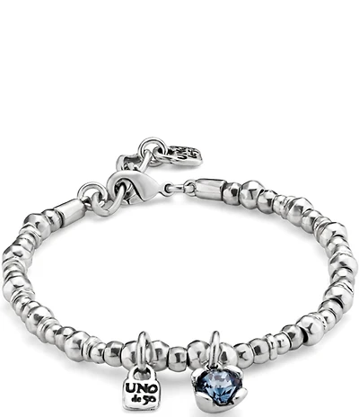 UNOde50 Charismatic Collection Pulseras Blue Crystal Beaded Sterling Silver Stretch Bracelet